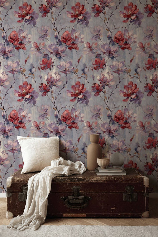 Magnolia Floral Wallpaper Abstract Blossom Wall Mural
