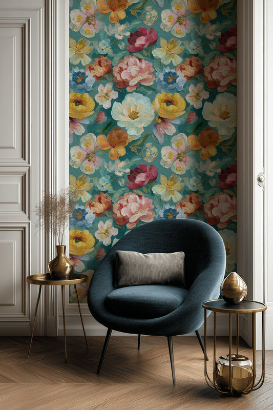 Oil Painting Floral Wallpaper Colorful Wall Mural