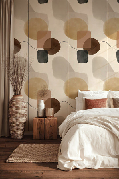 Neutral Beige and Brown Abstract Shapes Wallpaper