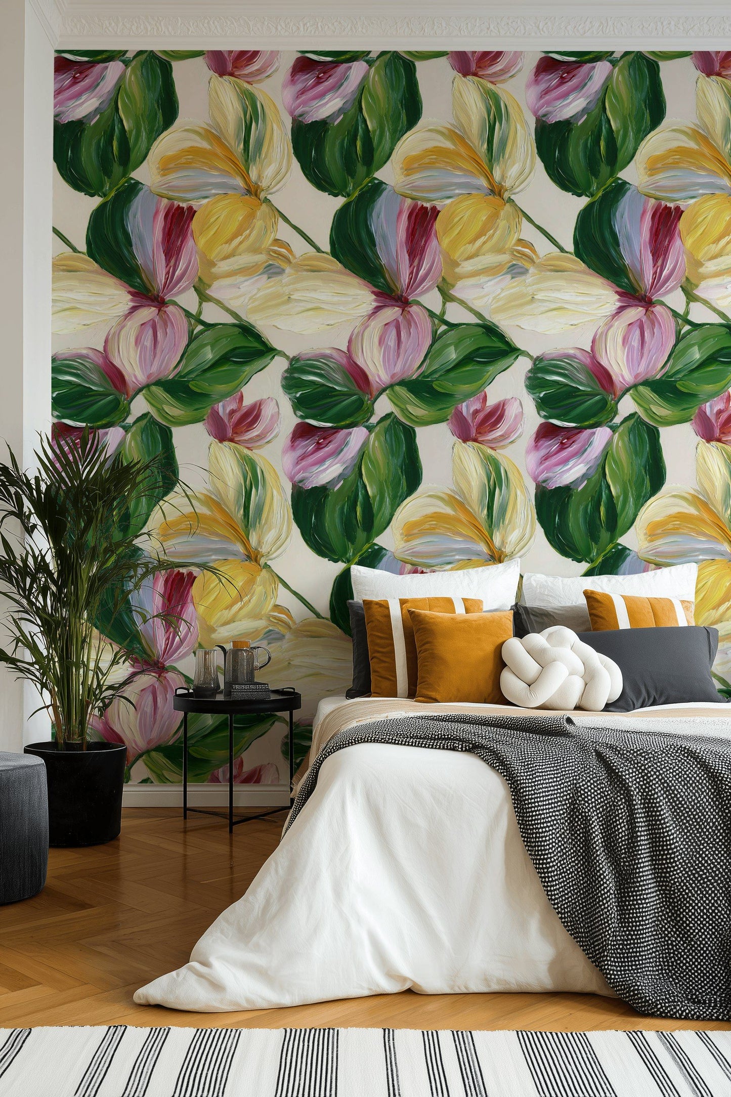 Abstract Floral Wallpaper Oil Paint Wall Mural