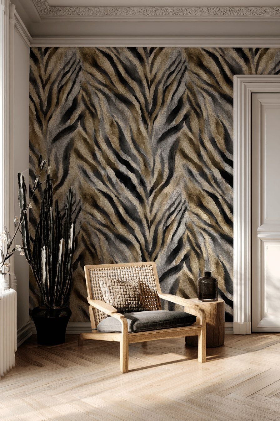 Natural Tiger Stripe Pattern Wallpaper