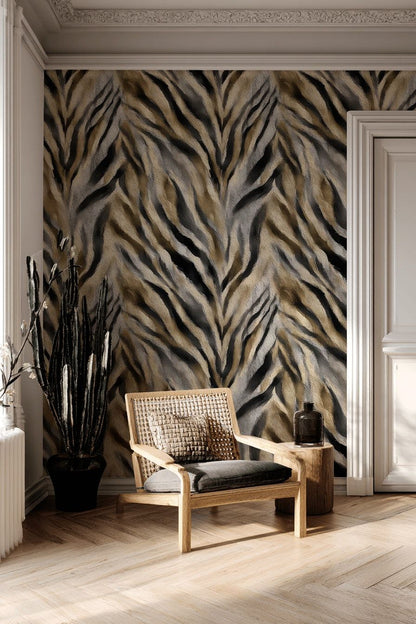 Natural Tiger Stripe Pattern Wallpaper