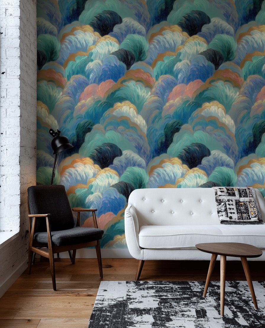 Vibrant Multicolor Abstract Wave Pattern Wallpaper
