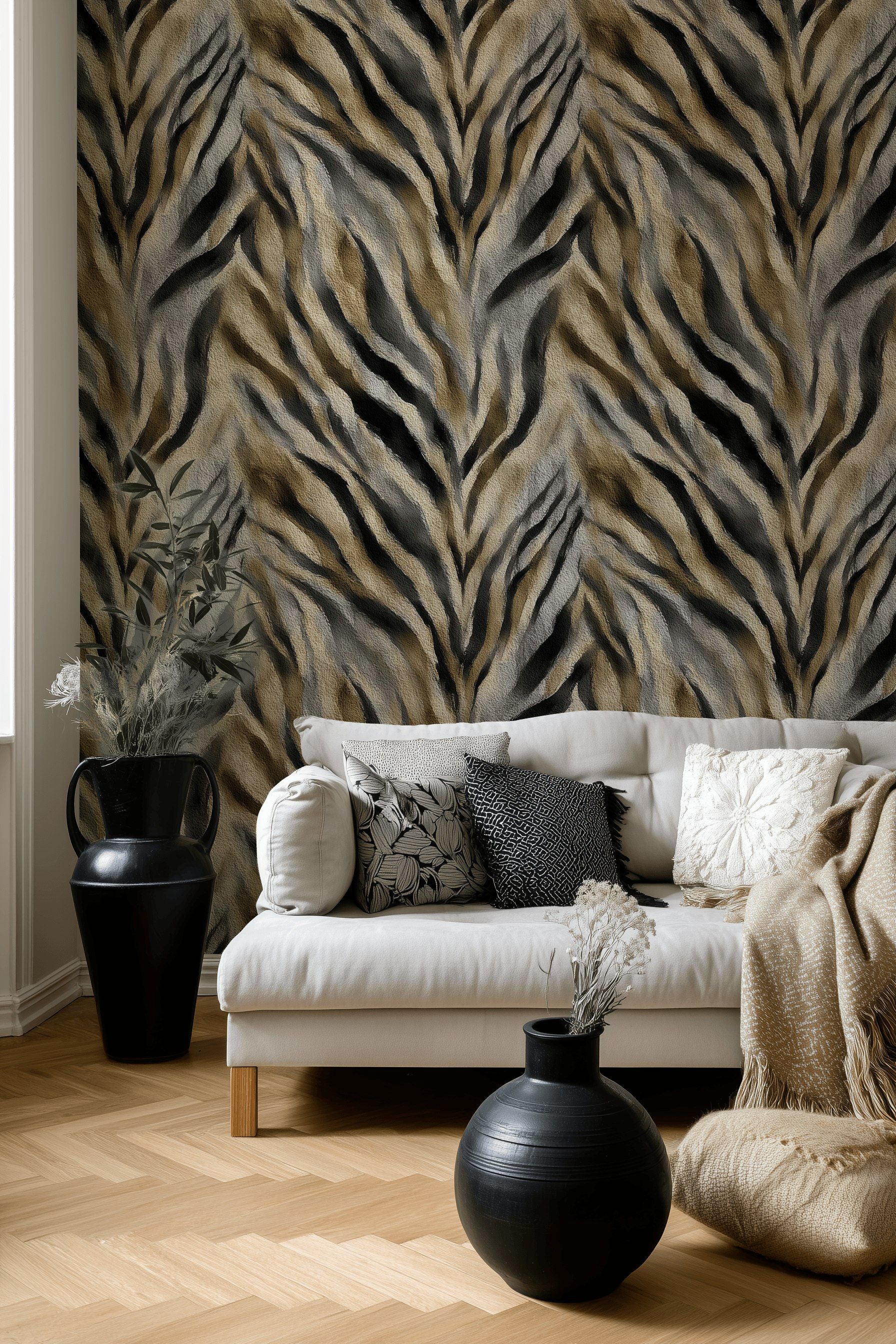 Natural Tiger Stripe Pattern Wallpaper