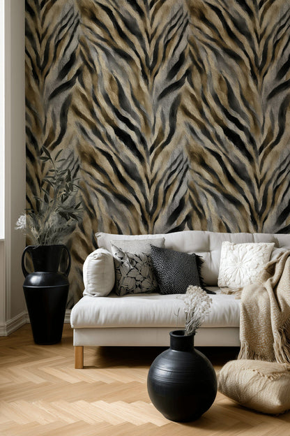 Natural Tiger Stripe Pattern Wallpaper