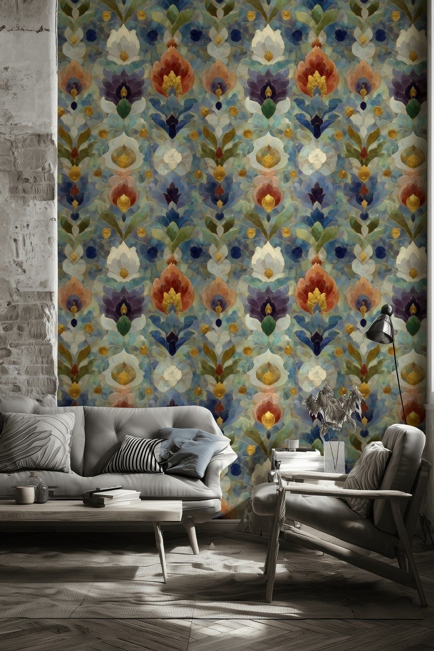 Colorful Abstract Floral Wallpaper Artistic Wall Mural
