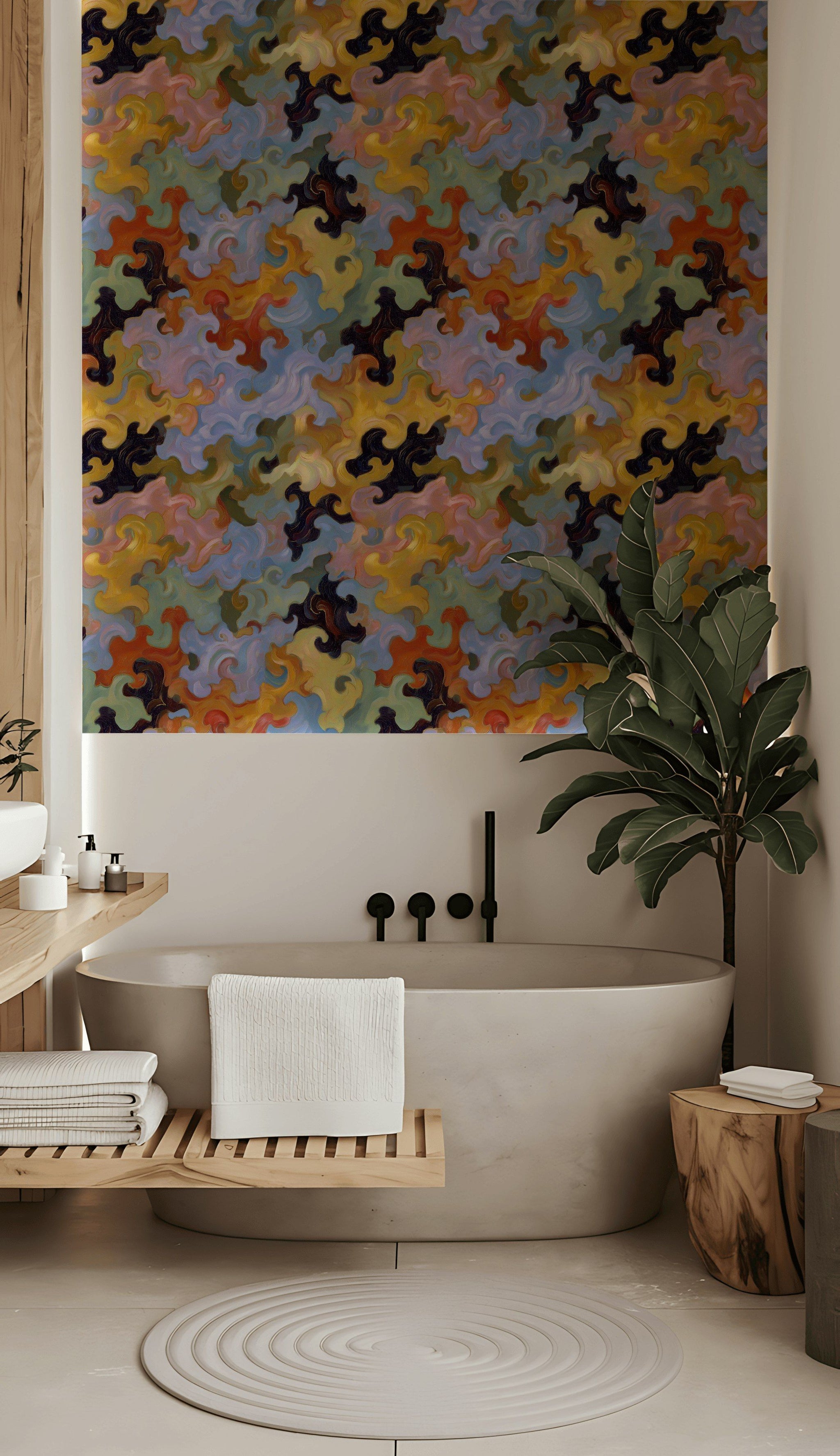 Multicolor Abstract Swirl Pattern Wallpaper