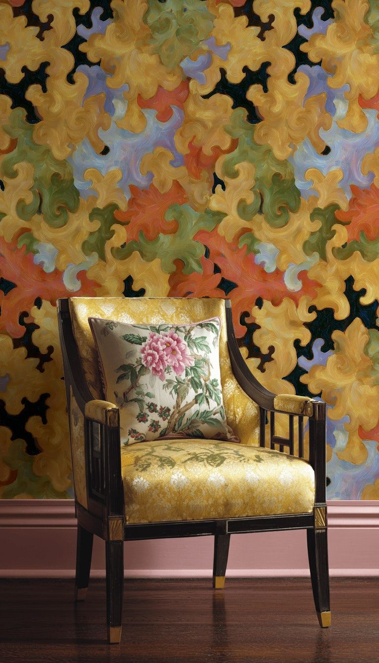 Golden Look Swirl Abstract Pattern Wallpaper