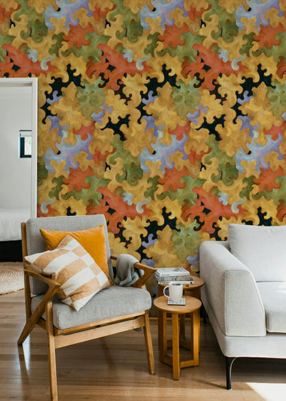 Golden Look Swirl Abstract Pattern Wallpaper