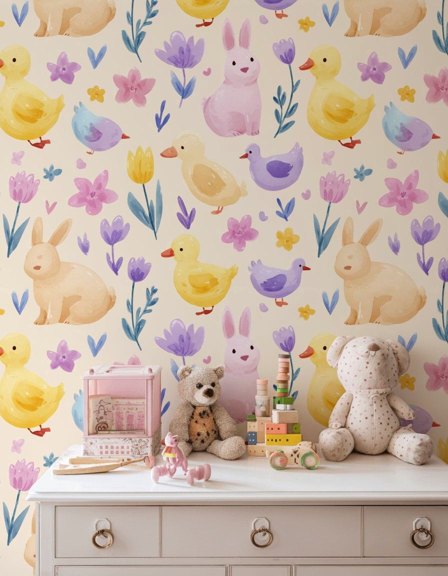 Spring Animals Wallpaper Nursery Wall Mural