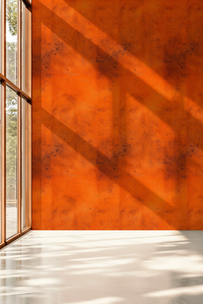 Rustic Orange Textured Concrete Wallpaper
