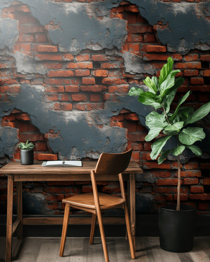Industrial Exposed Brick and Plaster Wallpaper