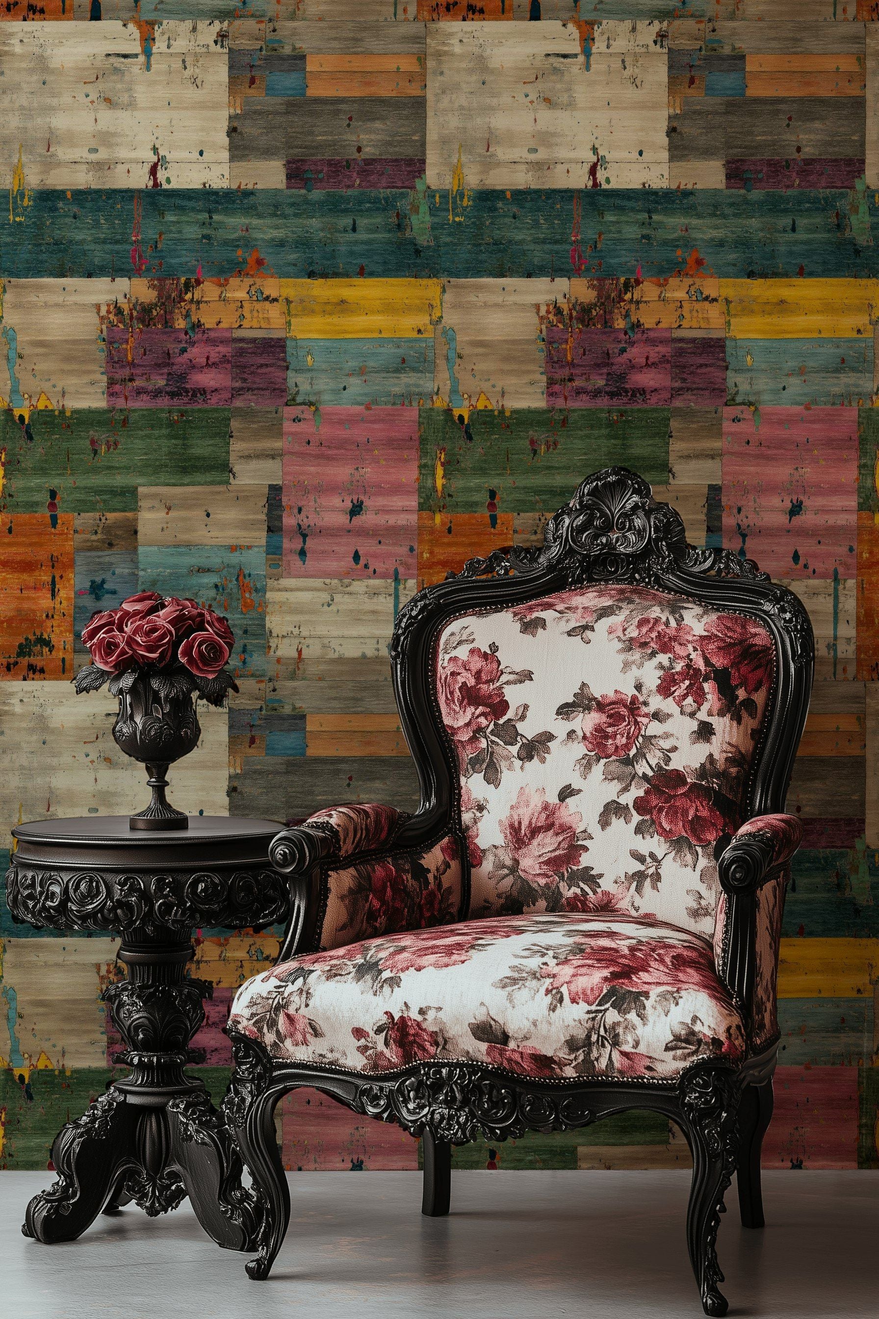 Rustic Multicolor Abstract Timber Wallpaper