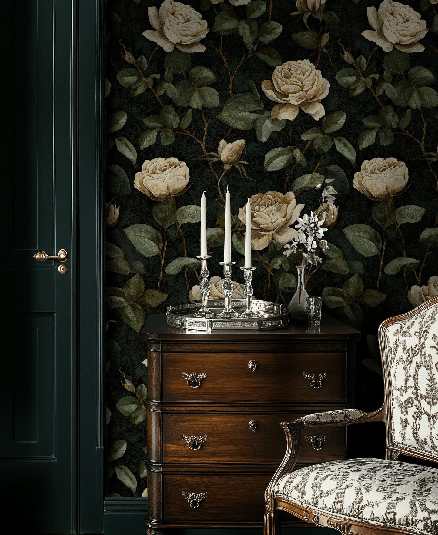 Vintage Rose Wallpaper Botanical Dark Floral Wall Mural