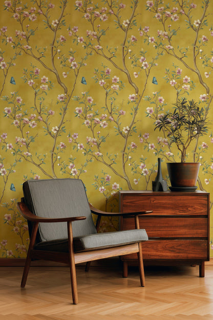 Golden Look Yellow Cherry Blossom Wallpaper