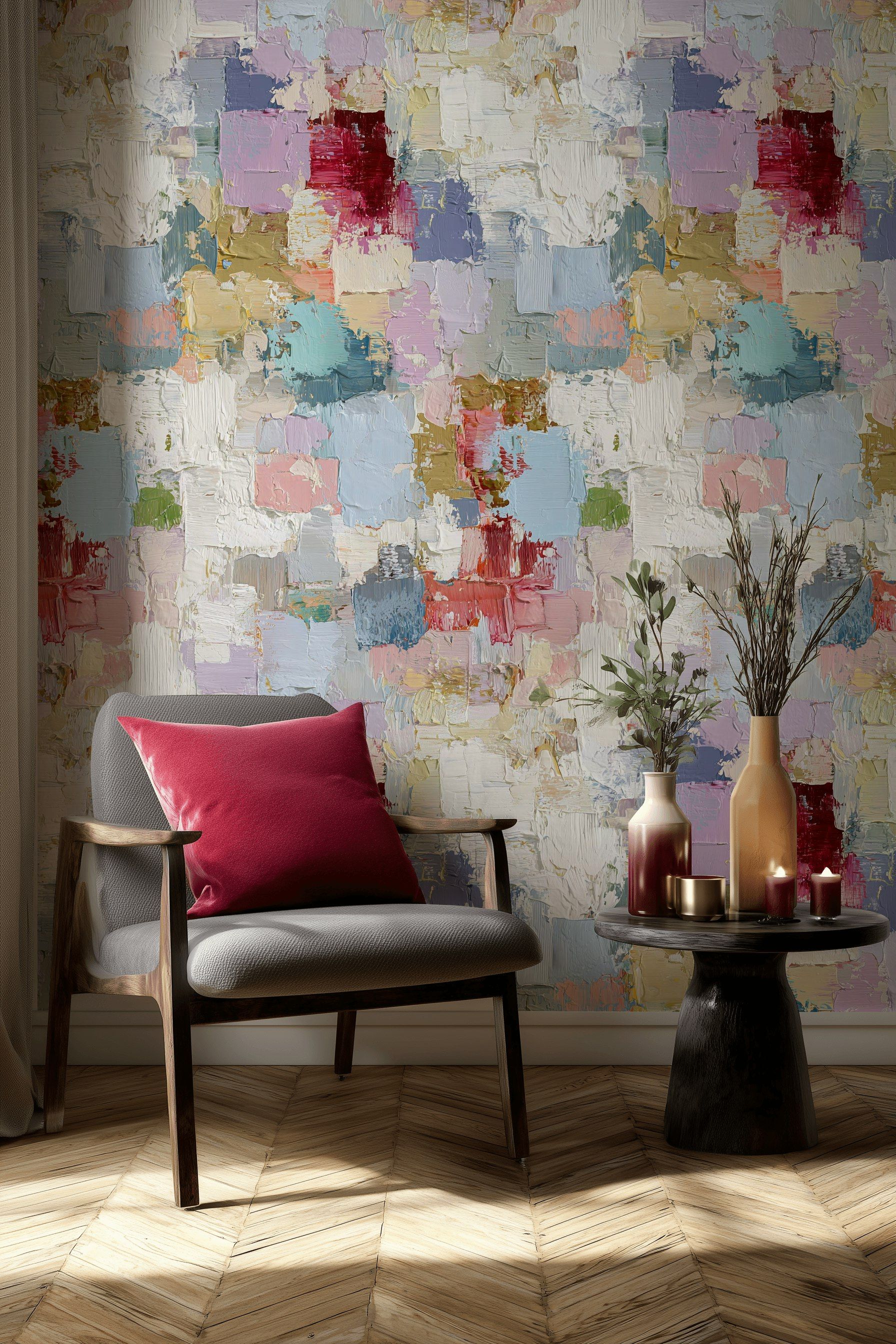 Multicolor Textured Abstract Brushstroke Wallpaper