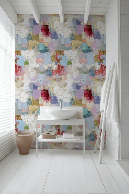 Multicolor Textured Abstract Brushstroke Wallpaper