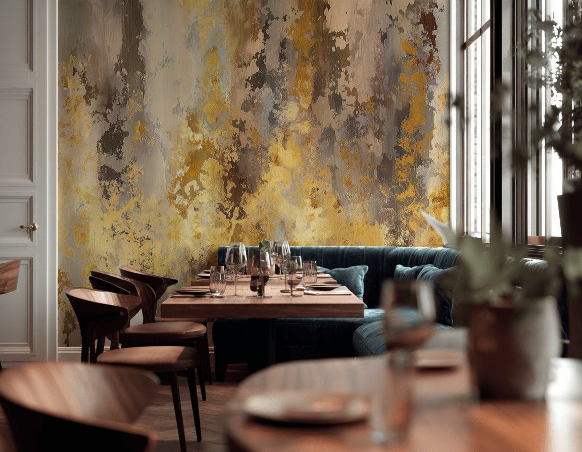 Gold Look Textured Wallpaper Abstract Metallic Wall Mural