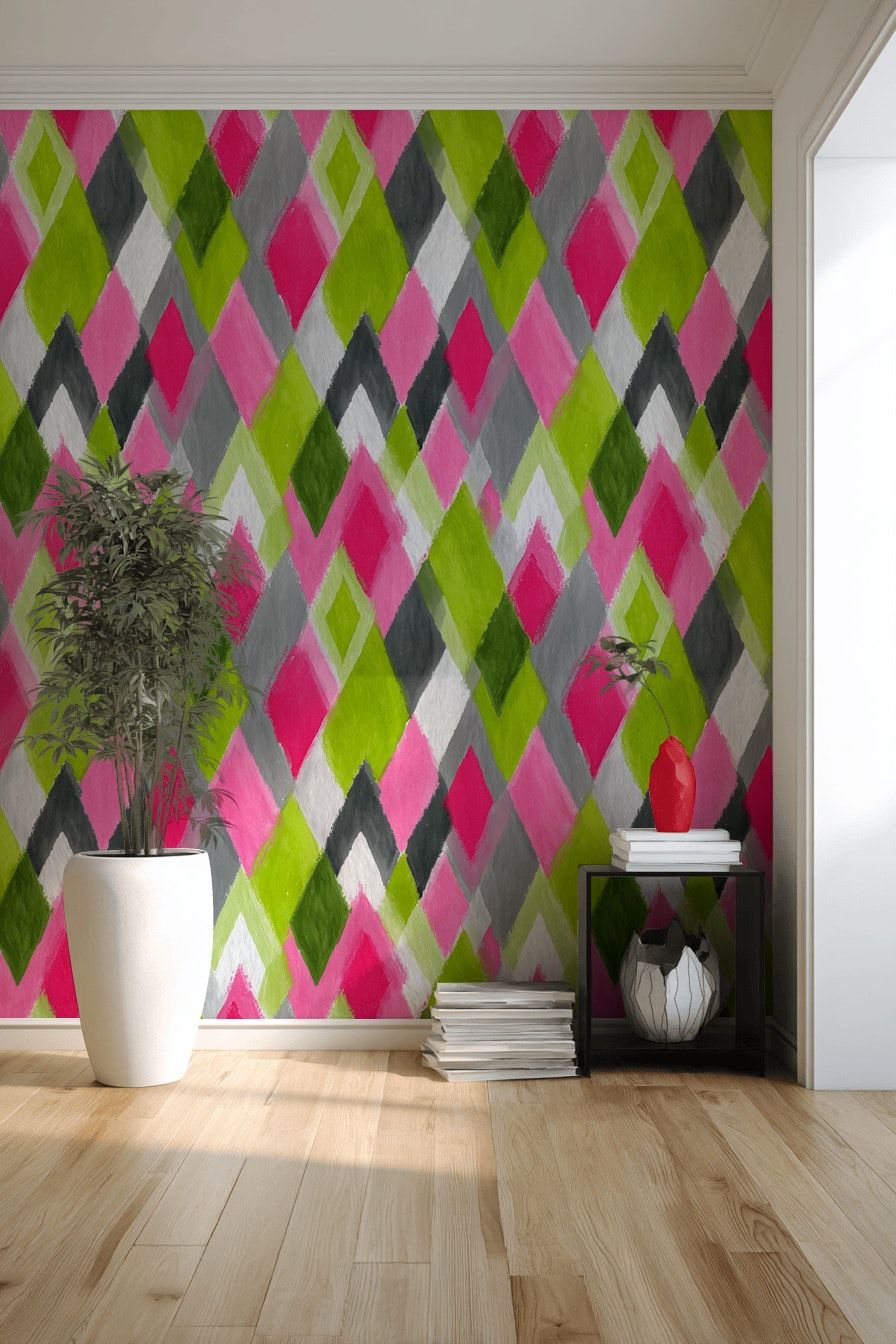Argyle Pattern Wallpaper Geometric Colorful Wall Mural