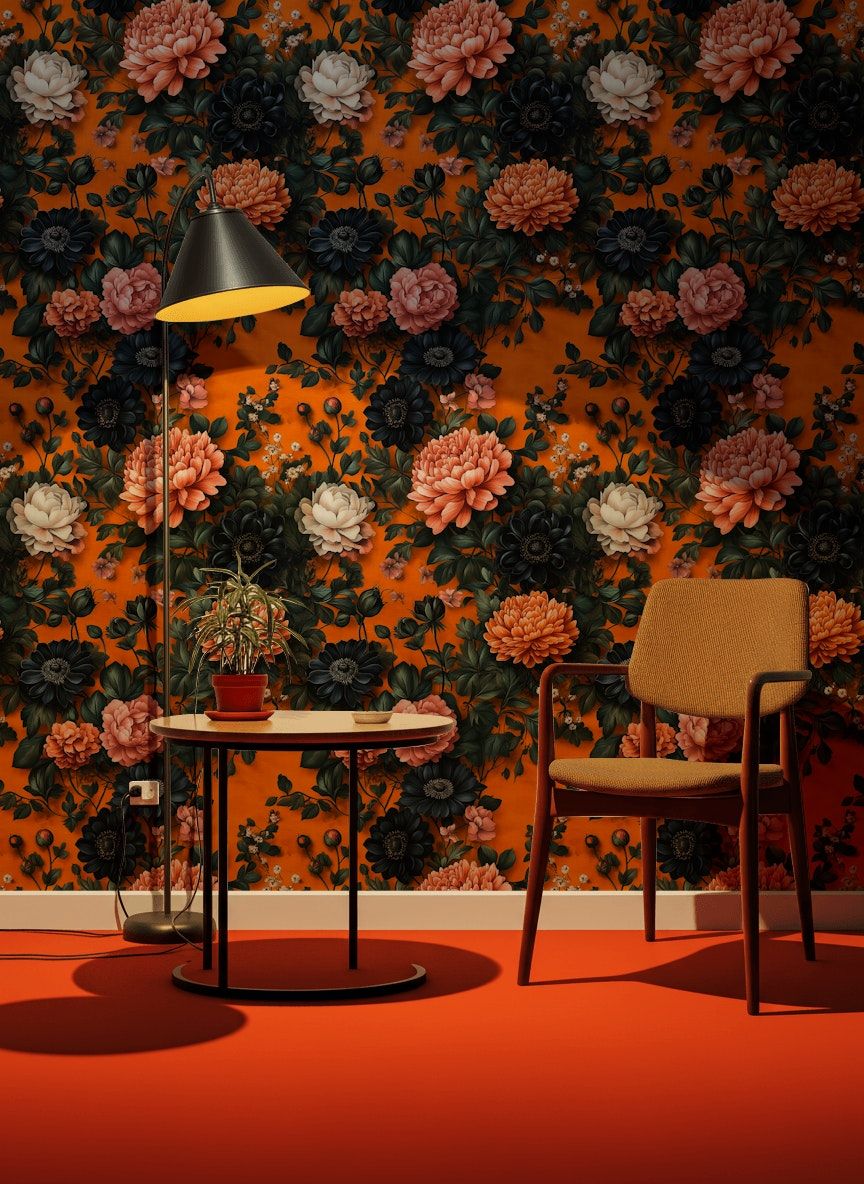 Midnight Bloom Wallpaper Floral Wall Mural