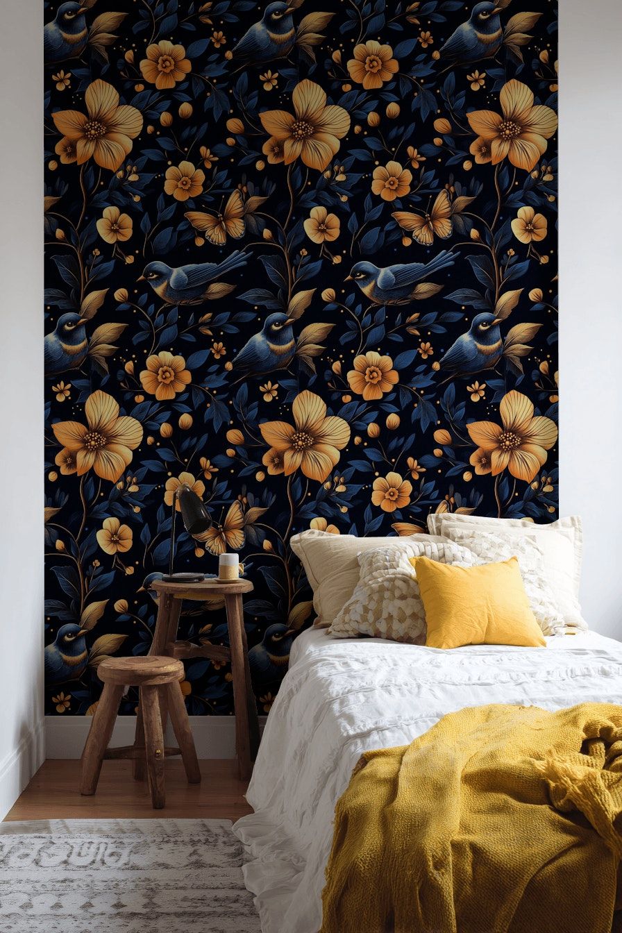 Midnight Garden Wallpaper Botanical Wall Mural
