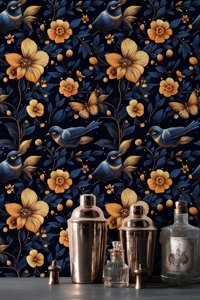 Midnight Garden Wallpaper Botanical Wall Mural