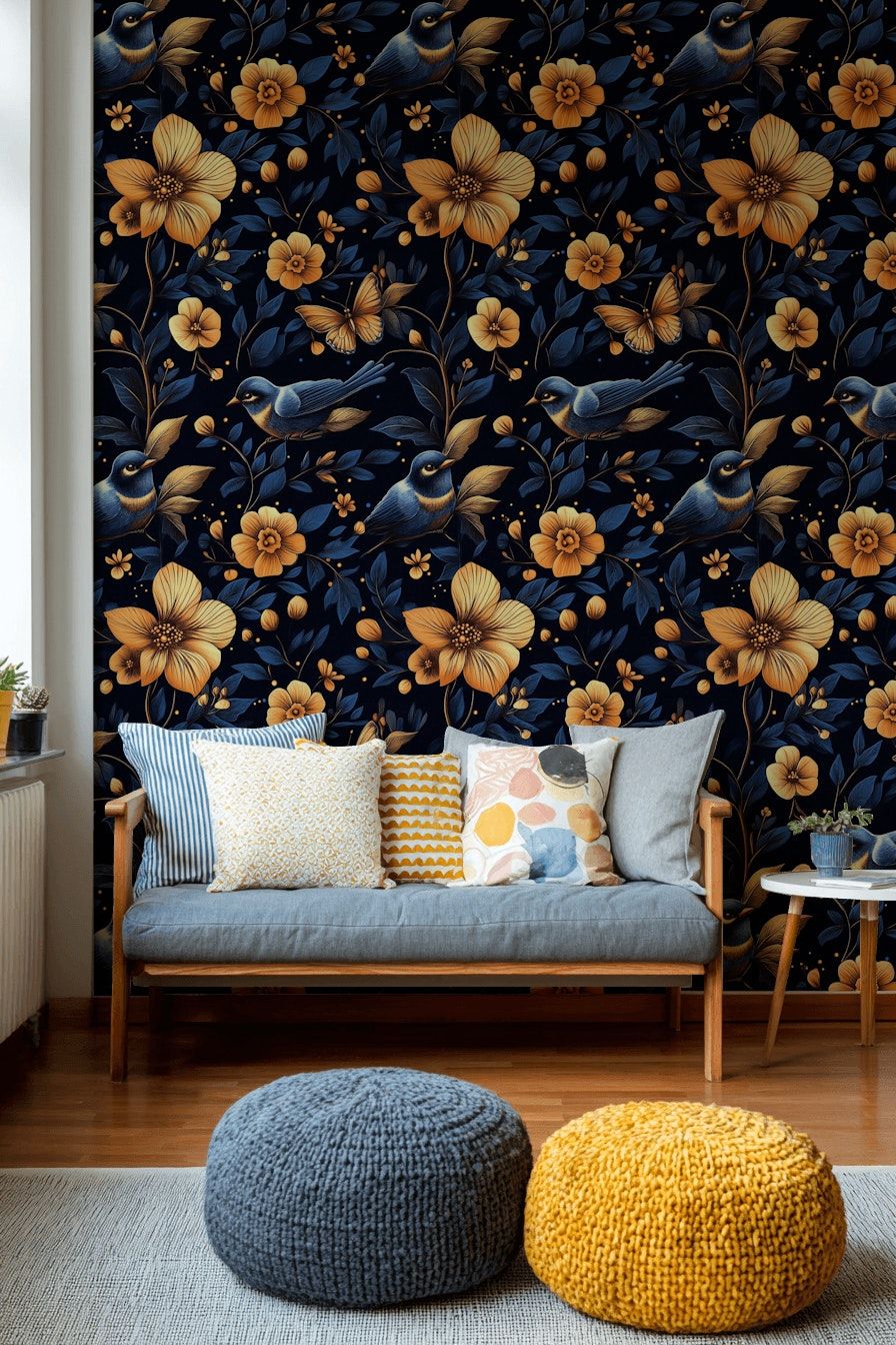 Midnight Garden Wallpaper Botanical Wall Mural