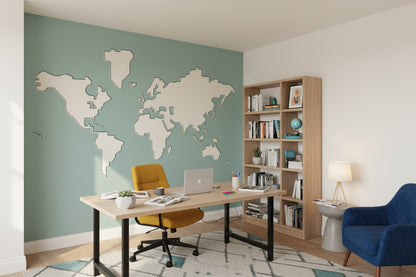 Teal Minimalist World Map Wall Mural