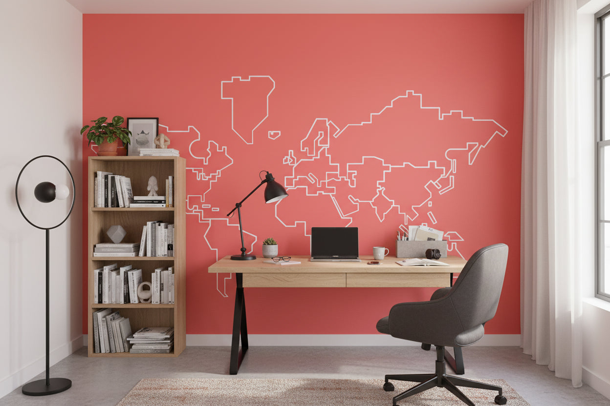 World Map Wallpaper Modern Playful Wall Decor