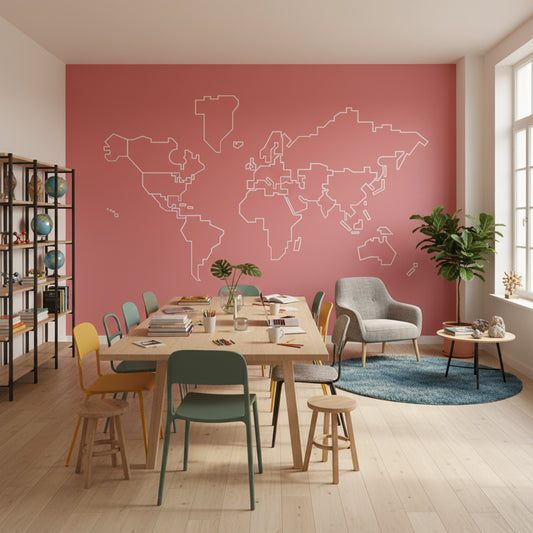 World Map Wallpaper Modern Playful Wall Decor