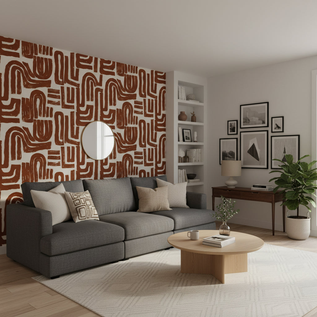 Abstract Wallpaper Geometric Brown Wall Mural