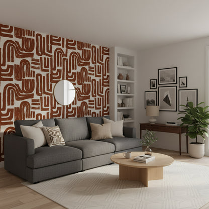 Warm Terracotta Abstract Geometric Wallpaper