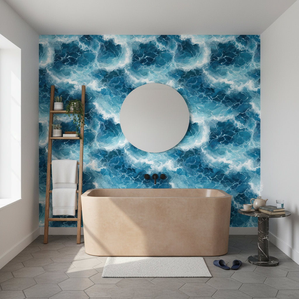 Ocean Wallpaper Waves Abstract Decorative Mural