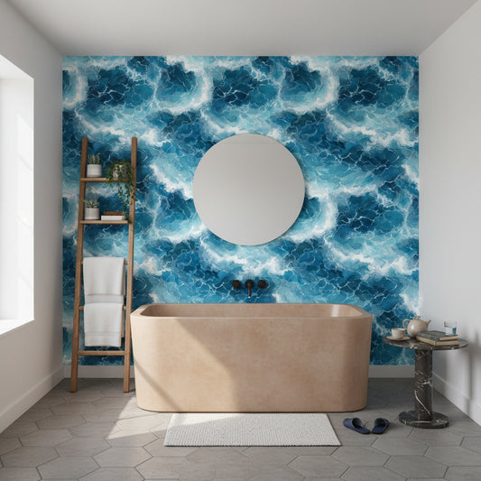 Ocean Wallpaper Waves Abstract Decorative Mural