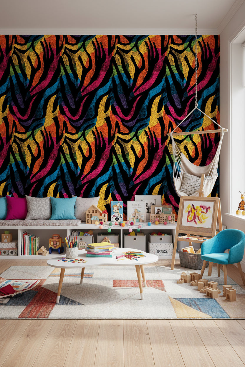 Zebra Wallpaper Bold Colorful Wall Mural