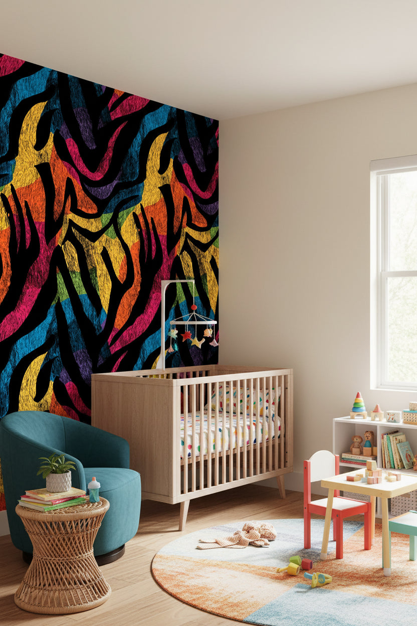 Zebra Wallpaper Bold Colorful Wall Mural