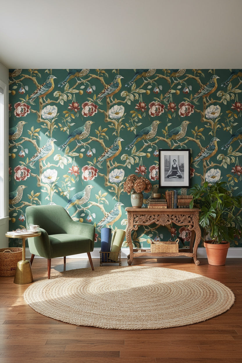 Birds Wallpaper Floral Botanical Wall Mural