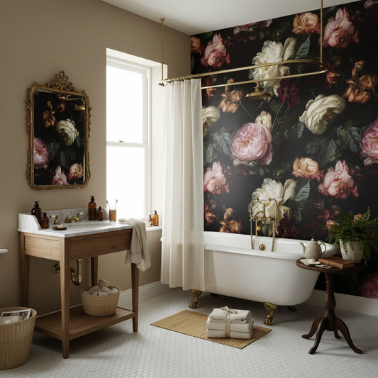Floral Wallpaper Vintage Roses Removable Wall Decor