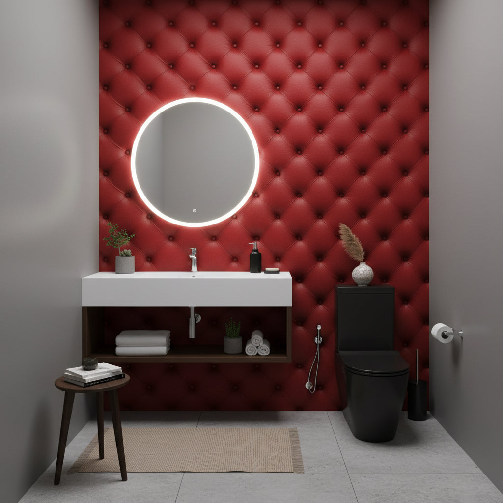Deep Red Quilted Effect Wallpaper