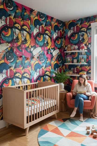 Vibrant Abstract Multicolor Kids Room Wallpaper