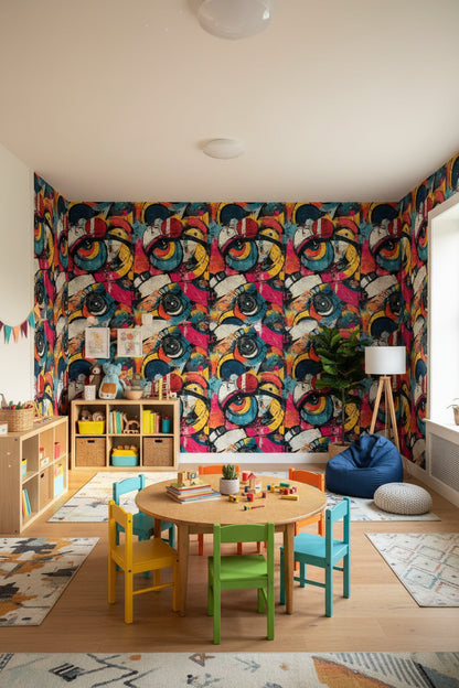 Vibrant Abstract Multicolor Kids Room Wallpaper
