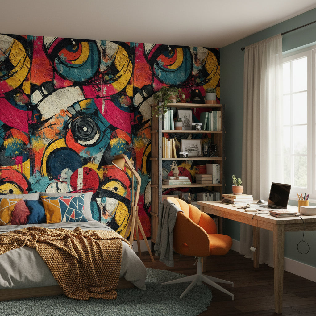 Vibrant Abstract Multicolor Kids Room Wallpaper