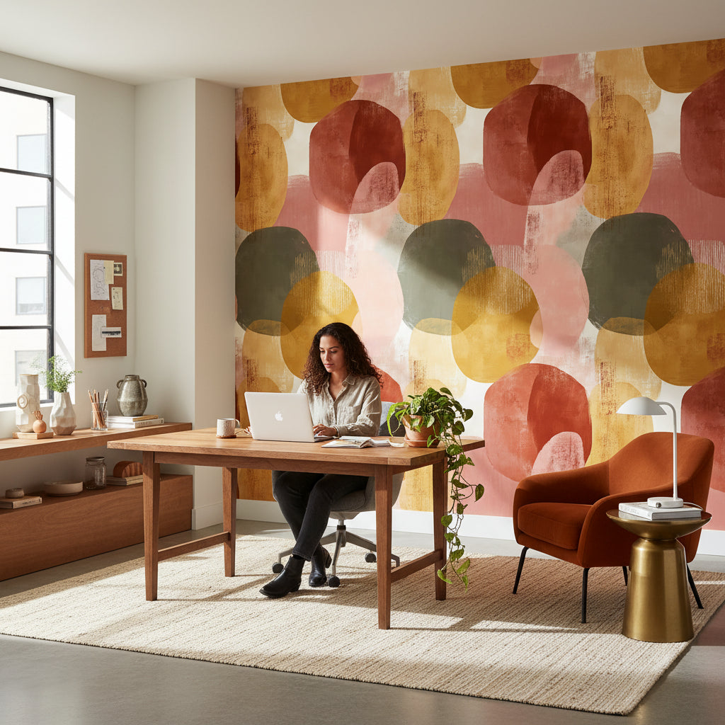 Neutral Multicolor Abstract Geometric Wallpaper