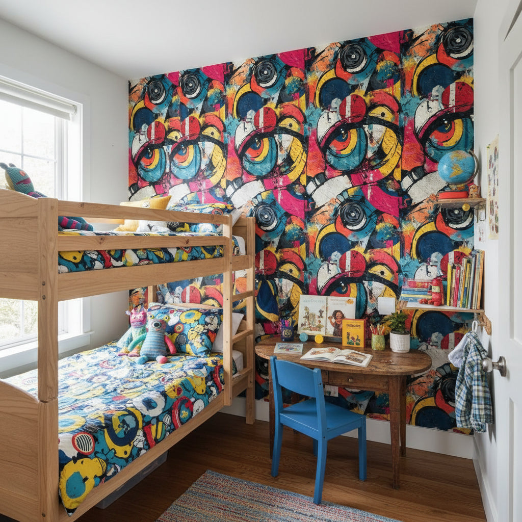 Vibrant Abstract Multicolor Kids Room Wallpaper