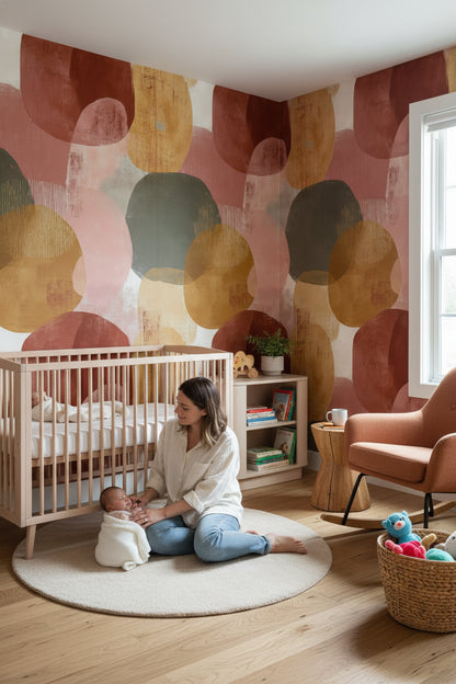 Neutral Multicolor Abstract Geometric Wallpaper