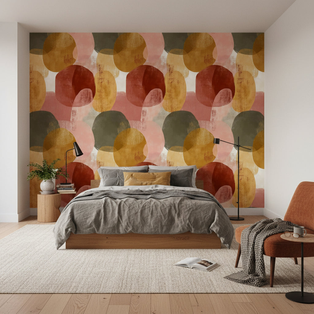 Neutral Multicolor Abstract Geometric Wallpaper