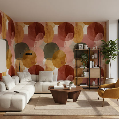 Neutral Multicolor Abstract Geometric Wallpaper