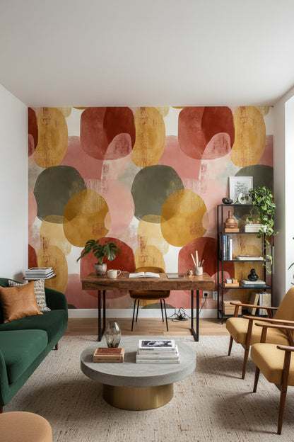 Neutral Multicolor Abstract Geometric Wallpaper