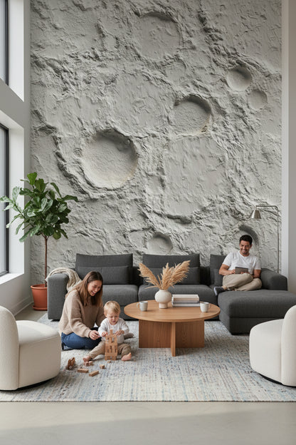 Gray Cratered Moon Surface 3D Wallpaper