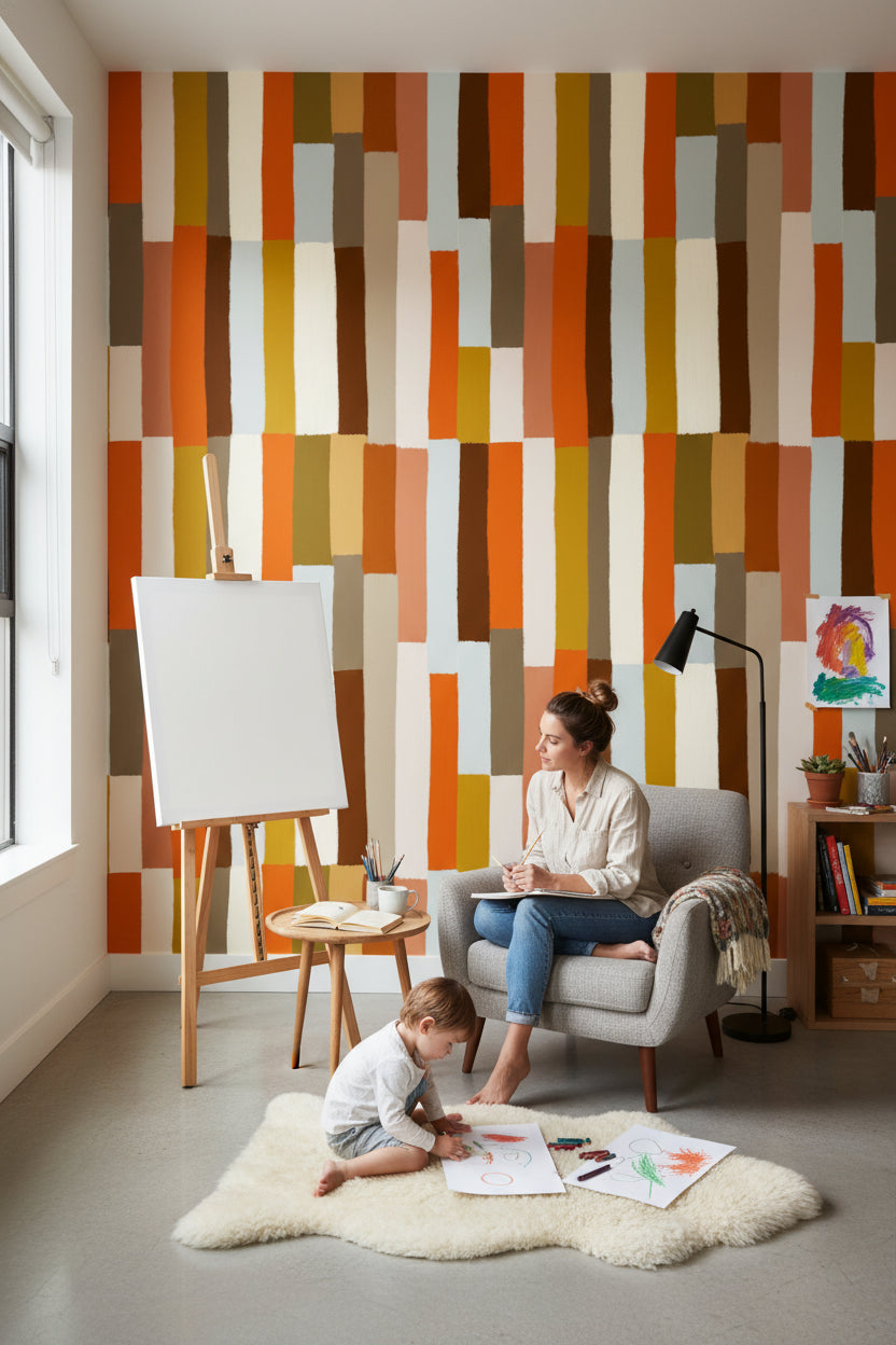 Patchwork Wallpaper Abstract Modern Wall Decor